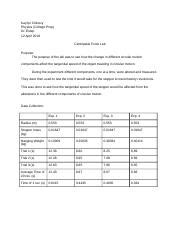 Centripetal Force Lab Docx Kaylyn Clohecy Physics College Prep Dr