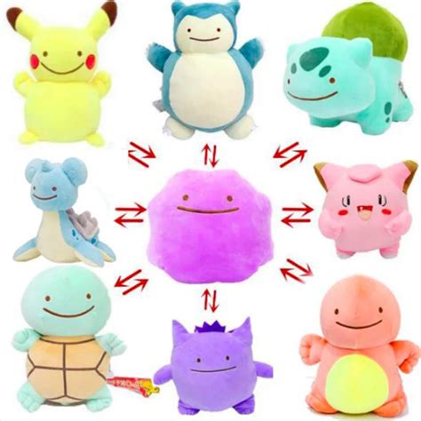 Anime pokemon dolls ditto reversível travesseiro almofada transformar