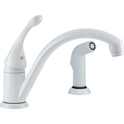 Delta Collins Single Handle Standard Kitchen Faucet With Side Sprayer In White 441 Wh Dst The