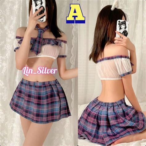 Jual Lingerie Baju Kostum Cosplay Seragam Murid Pelajar Kotak Kotak