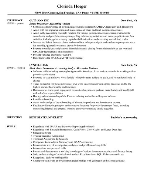 Investment Accounting Analyst Resume Samples Velvet Jobs