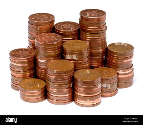 Piles Of Penny Coins Stock Photo Alamy