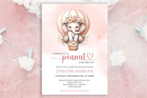 Cute Baby Elephant In Hot Air Balloon In Graphic By Blush Roses Creative Fabrica