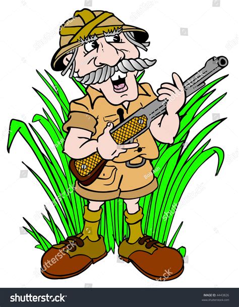 Cartoon Art Big Game Hunter Stock Illustration 4443826 Shutterstock