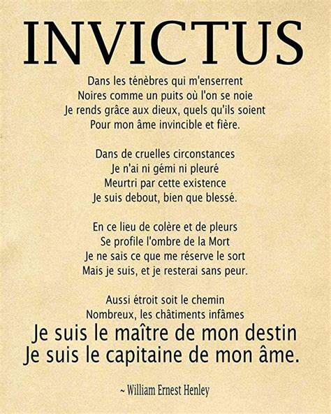 Je Suis Le Maitre De Mon Destin Le Capitaine De Mon Ame Invictus