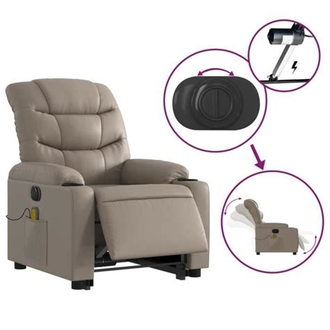 Fydun Fauteuil Inclinable De Massage Lectrique Cappuccino Similicuir