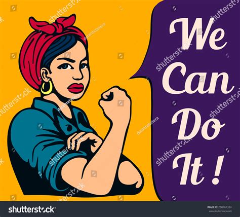 Feminist Iconic Woman Rolling Her Sleeves Stock Vector Royalty Free