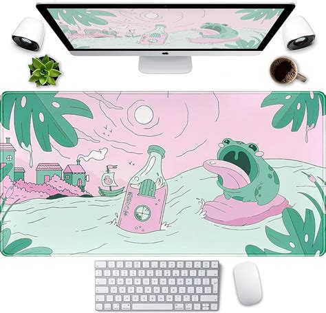 Amazon Pink Green Cute Desk Mat Kawaii Cartoon Frog Mousepad Cute