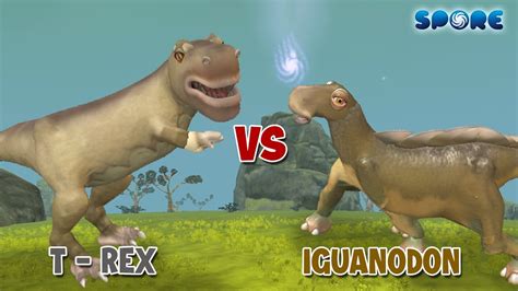 T Rex Vs Iguanodon T Rex Vs Dino Level Challenge S1e4 Spore Youtube