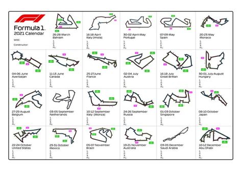 Printable 2021 F1 Calendar. Made this myself because another one I saw ...