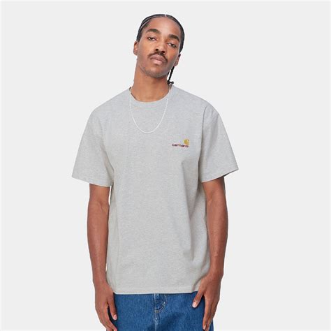 Carhartt Wip S S American Script T Shirt Ash Heather I029956 482xx