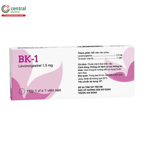 Thuốc BK-1 giúp tránh thai khẩn cấp hiệu quả trong vòng 72 giờ