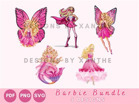 Barbi Png Bundle Princess Barbi Silhouette Pink Doll Clipart Png