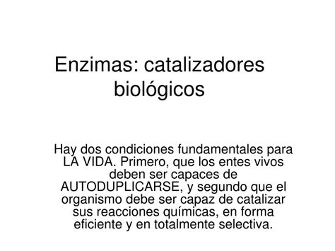 PPT Enzimas catalizadores biológicos PowerPoint Presentation free