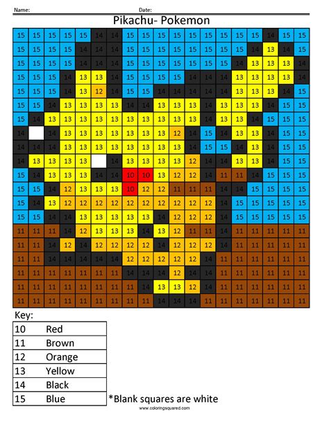 Color By Number Printable Pokemon