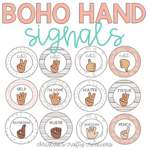 Boho Hand Signal Posters L Multicultural Y Editable Etsy Espa A