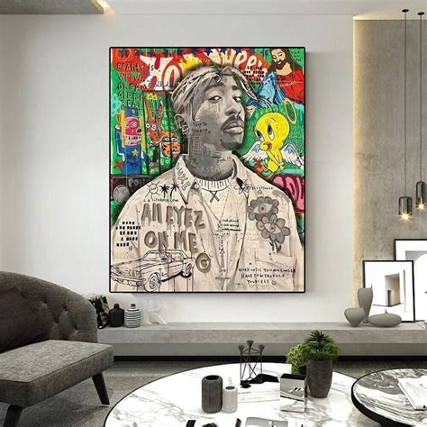 Tupac Shakur Graffiti Pop Art Canvas A Pop Art Wall Art Featuring the ...