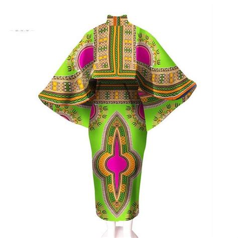 Dashiki Angelina African Women Print Winter Crop Top Cape And Dress Set