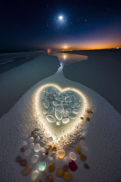 Premium Photo Heart Shaped Light Up In The Sand Generative Ai