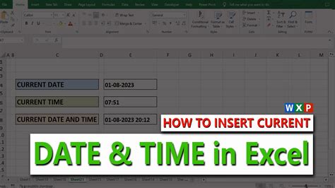 How To Insert Current Date And Time In Excel Youtube