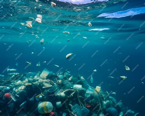 Residuos Plásticos Tóxicos Que Flotan Bajo El Agua En El Océano Agua