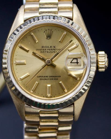 Rolex Lady Datejust 26mm Champagne Dial Yellow Gold President Bracelet Grailzee