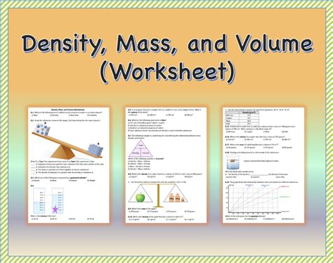 Density Mass And Volume Worksheet Printable And Distance Learning Made By Teachers