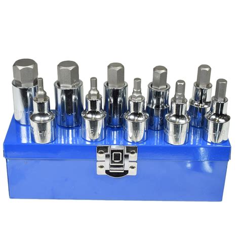 12 Drive Hex Allen Key Bit Socket Set Metric Sizes 4mm 19mm At659