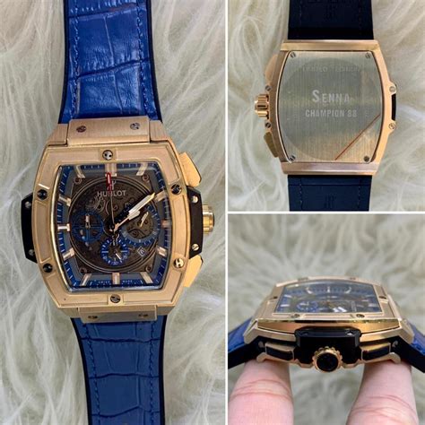 Jual Keraton Jam Tangan Pria Hublot Senna Rose Gold Biru Japan Quartz