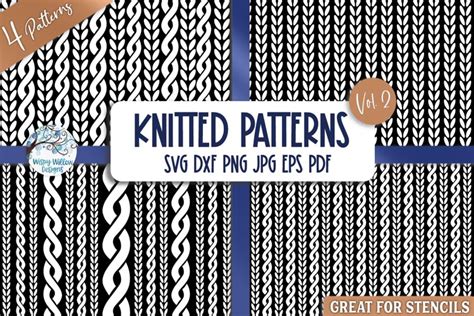 Knitted Pattern Svg Bundle Vol Sweater Stitch Stencils