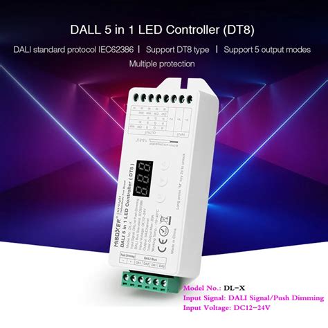 DALI 5 IN 1 LED Controller DC12V 24V Dimmer Support DT8 Type RGBW RGB