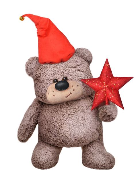 Plush Teddy Bear Toy In Santa Claus Hat Stock Photo Image Of Holiday