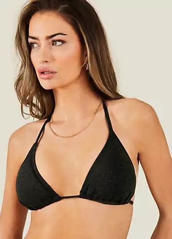 Black Shimmer Triangle Bikini Top By Accessorize Swimwear365