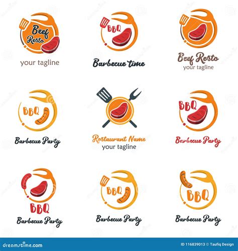 Set Of Modern Food Logo Template Vector Illustration Creative F Stock Vector Illustration Of