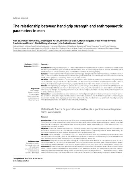 Pdf The Relationship Between Hand Grip Strength And Anthropometric