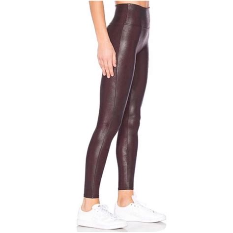 Spanx Pants And Jumpsuits Spanx Faux Leather Leggings In Color Wine