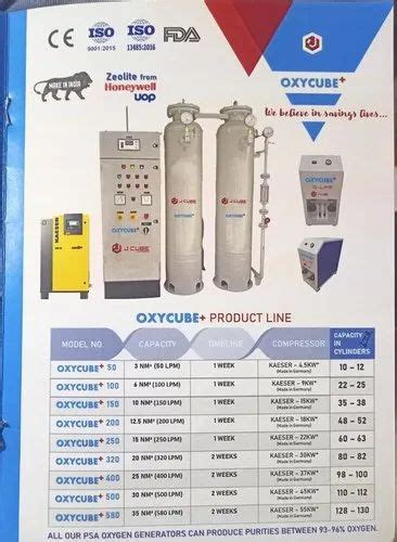 Psa Oxygen Generation System 125 LPM 7 5 Nm3 Hr At Rs 2600000 In Bhopal