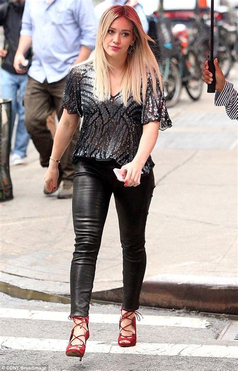 Hilary Duff Looks Lovely In Leather As She Shows Off Her Shapely Pins