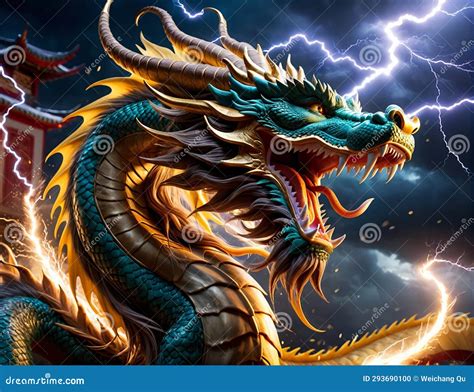 A Highly Realistic Chinese Dragon In Various Environments Stock