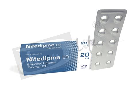 Nifedipine Extended Release Tablets Usp 20mg Packaging Size 3x10