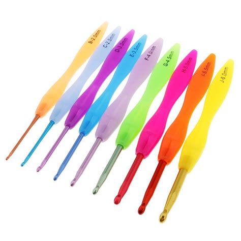 Pcs Colorful Plastic Handle Alumina Crochet Hooks Knitting Needles