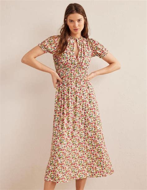 Rosanna Jersey Midi Tea Dress Multi Painterly Floret Boden UK