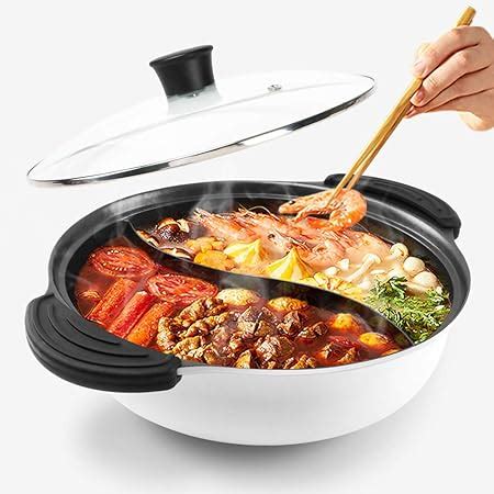 Amazon Shabu Hot Pot Stainless Steel Chinese Induction Shabu Pot With Divider For Kitchen
