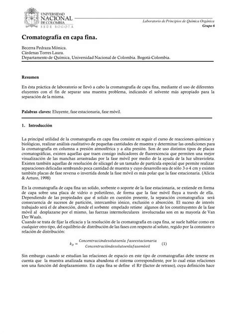 PDF Informe 5 Cromatografía en capa fINA DOKUMEN TIPS