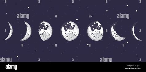 Seven Moon Phases Stock Vector Image Art Alamy