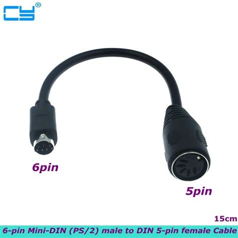 Cable Conector Adaptador Mini DIN PS 2 Macho A 5 Pines Hembra 15cm