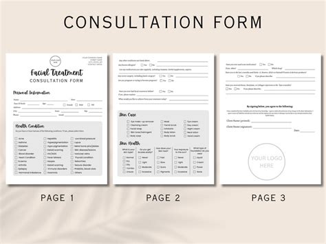 Editable Facial Consultation Form Client Intake Form Beauty Salon