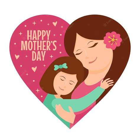 Premium Vector Happy Mothers Day Poster Template With Mom Hugging Her