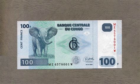 Kongo Demokratische Republik 100 Francs 04 1 2022 P 98c Serie ME