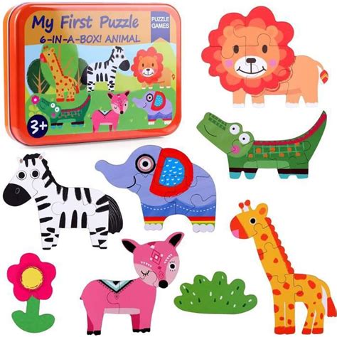 Lewo En Jouet Puzzle En Bois Pour Enfants Puzzle Animaux Puzzles En